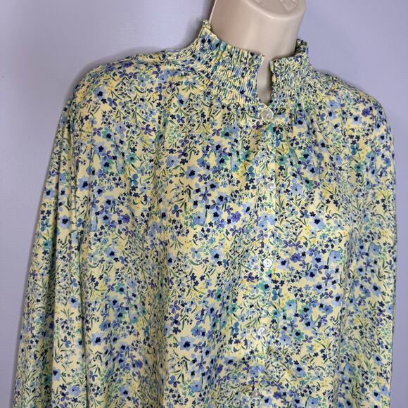 SummerSalt The All Dressed Up Button Up Blouse Floral Smock Collar Cuff 2XL - Picture 5 of 13